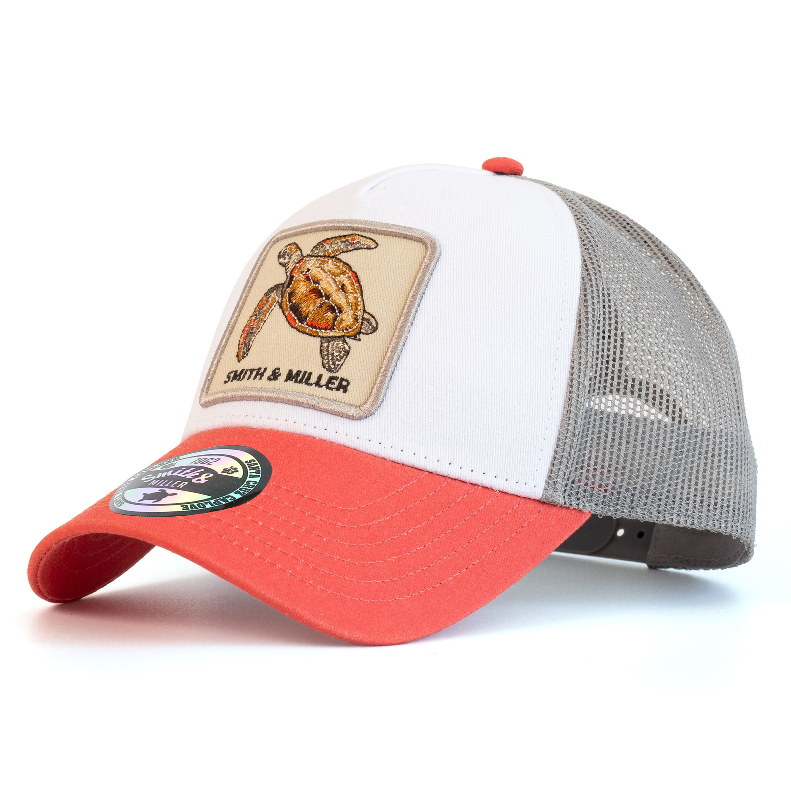 Smith & Miller Miramar Turbo Trucker Unisex Cap, white/coral/silver
