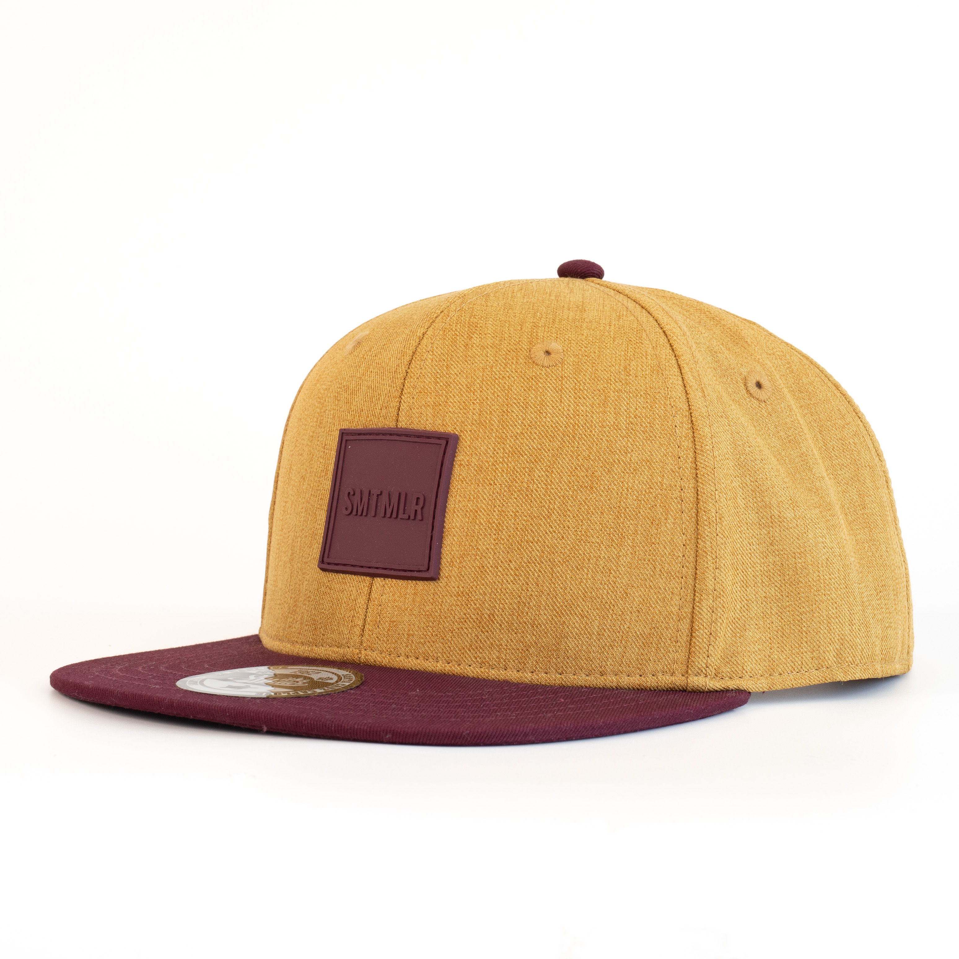 Smith & Miller Davis Unisex Flat Cap, mustard/burgundy