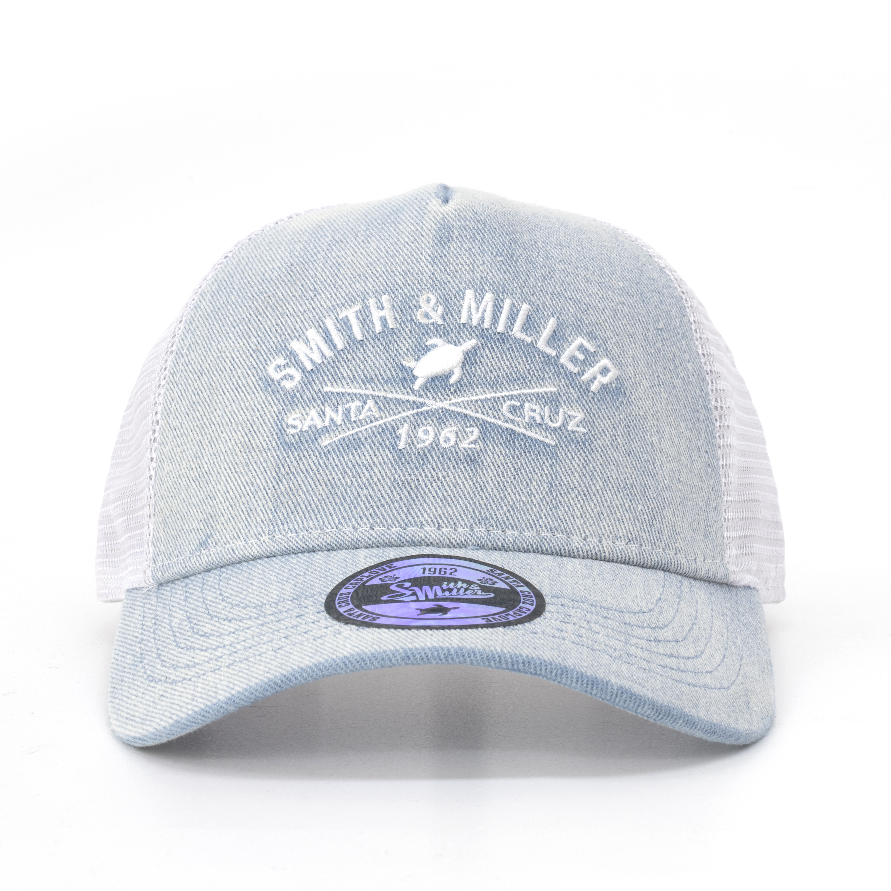 Smith & Miller Pasadena Trucker Cap, light denim - white