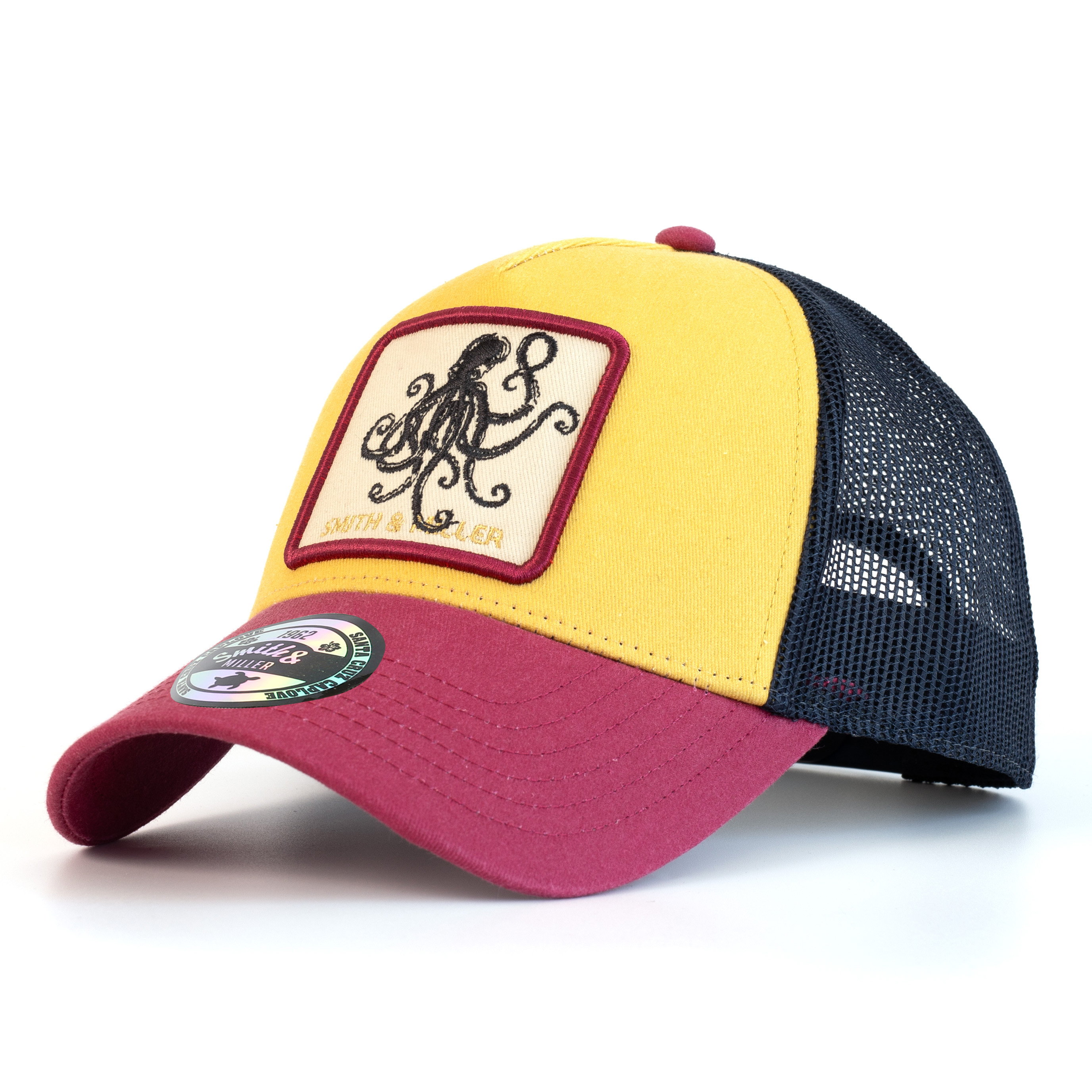 Smith & Miller Miramar Otto Trucker Unisex Cap, mustard/berry/navy