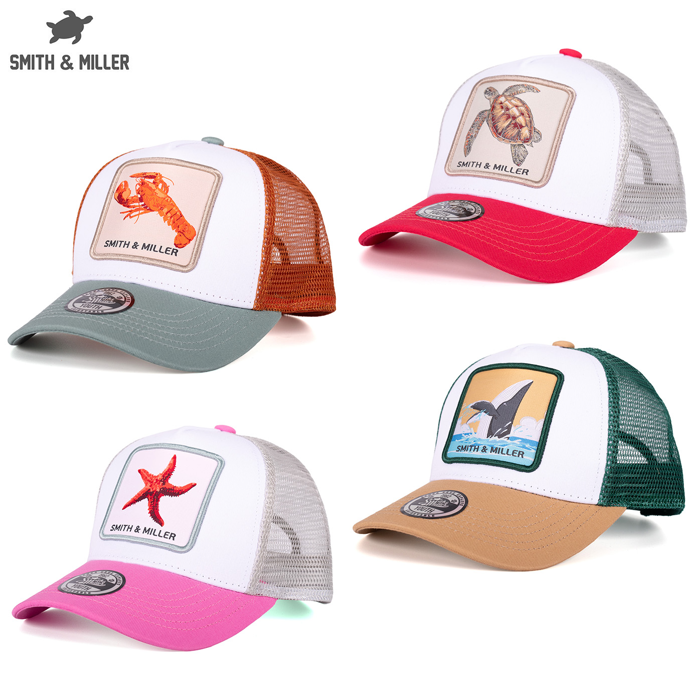 Smith & Miller Miramar Trucker Youth/Kids Cap, white/dusty green/bronze