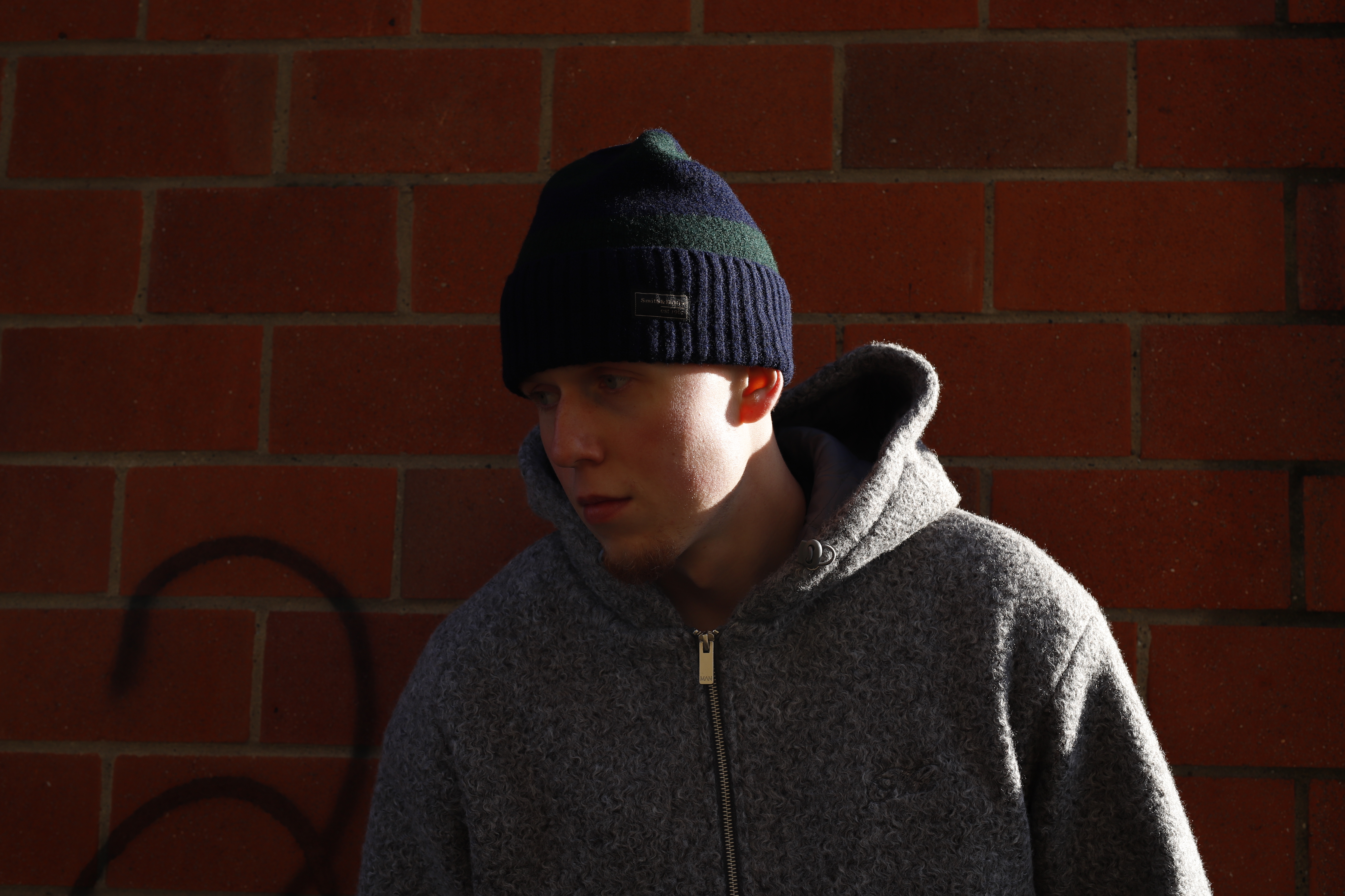Smith & Miller "Sloan" Beanie, navy/pine green