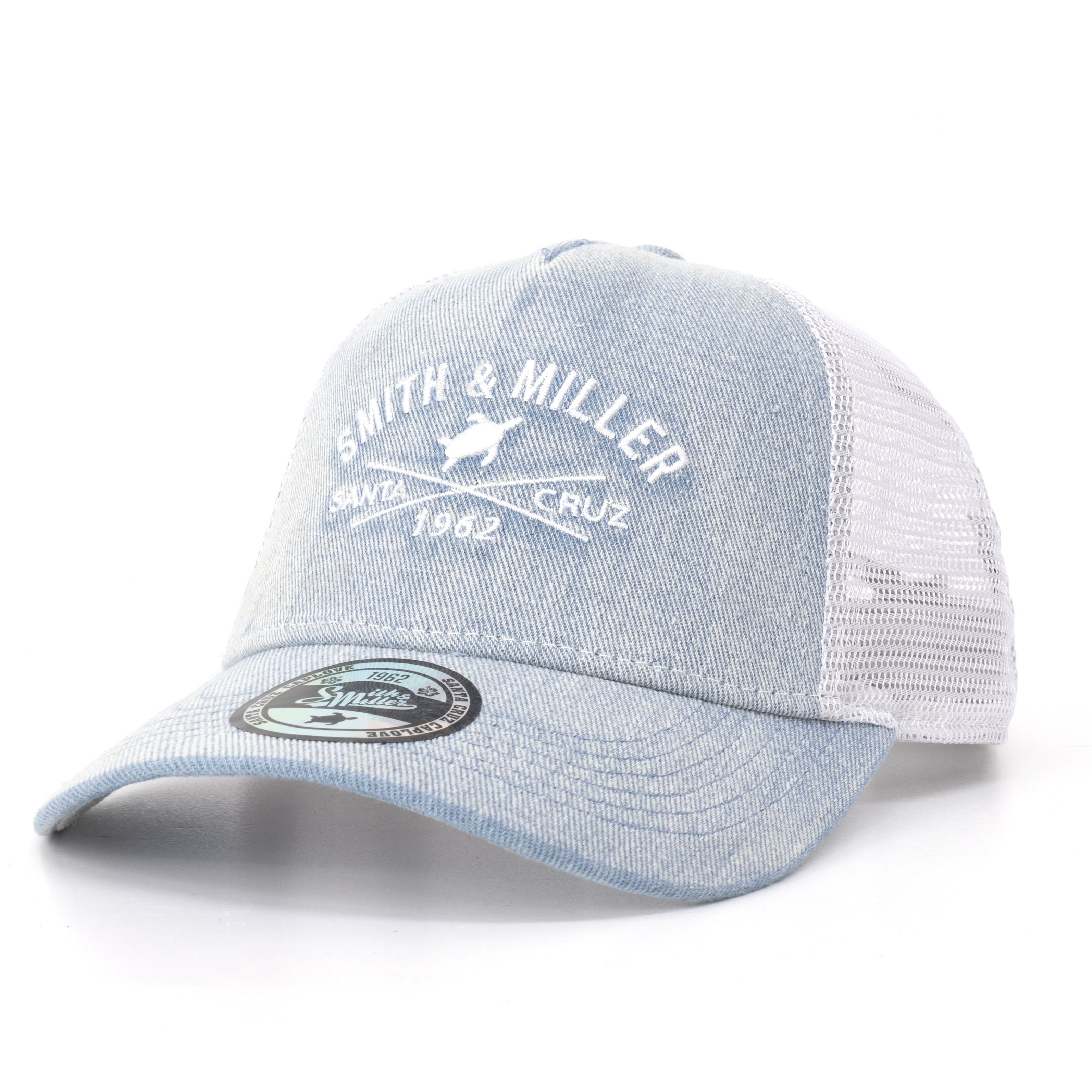 Smith & Miller Pasadena Trucker Cap, light denim - white
